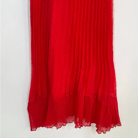 Free Generation Women's Long Sheer Pleated Cocktail Red Maxi Dress Medium NWT - Picture 5 of 10